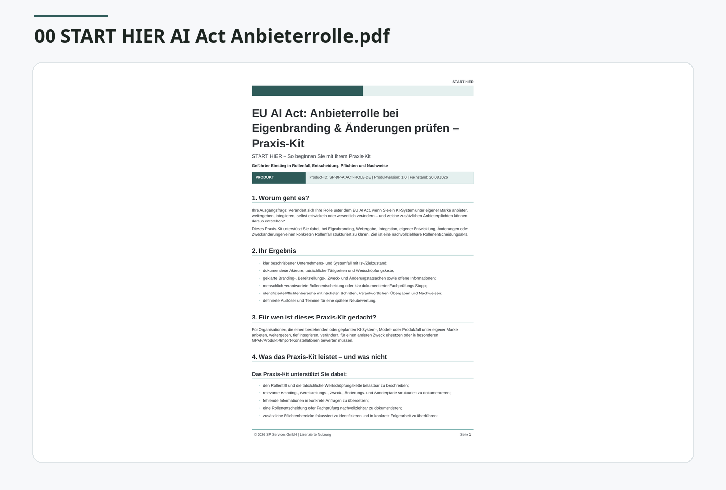 START-HIER & Arbeitsablauf