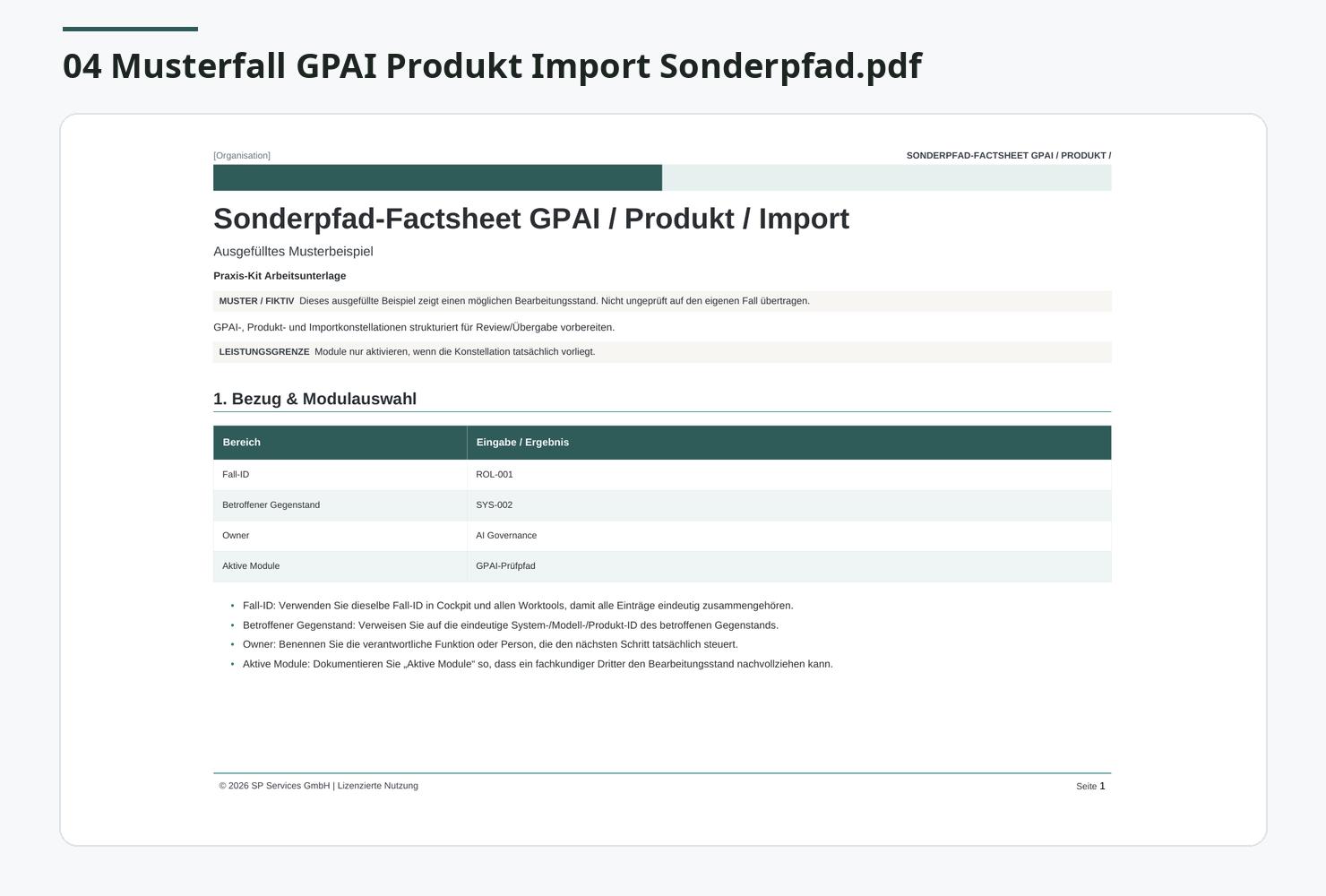 Musterfall: GPAI-, Produkt- & Import-Sonderpfad