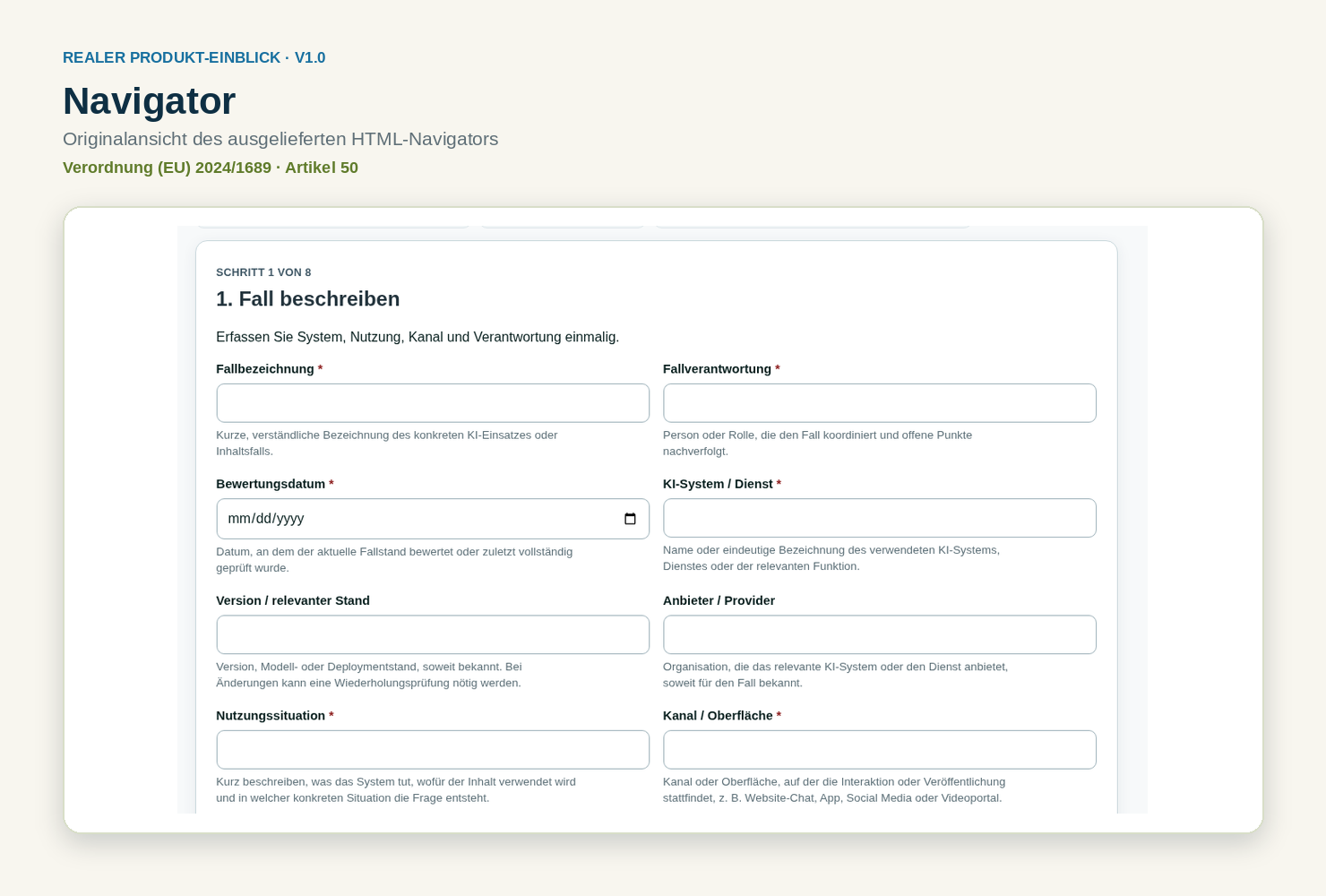 HTML-Navigator des EU AI Act Transparenz-Praxis-Kits