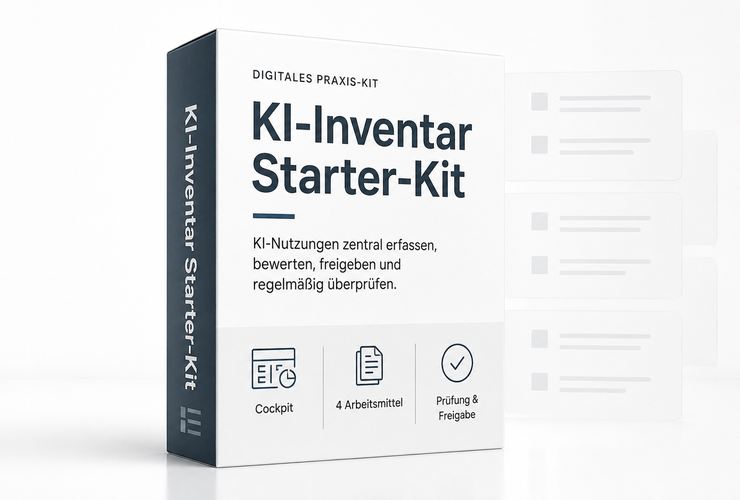 KI-Inventar Starter-Kit mit Excel-Cockpit, Umsetzungscheckliste und vier bearbeitbaren Word-Arbeitsmitteln